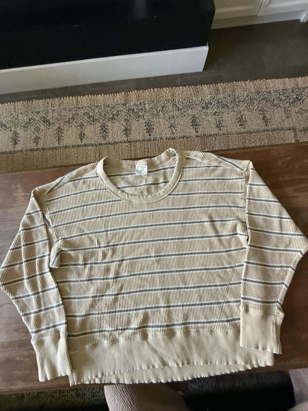 Aerie striped waffle long sleeve crew neck shirt - Picture 2 of 6